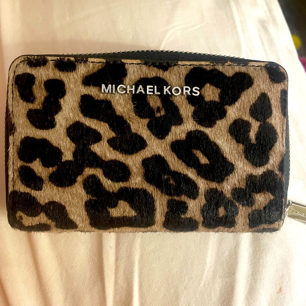 NWT Michael Kors leopard print wallet